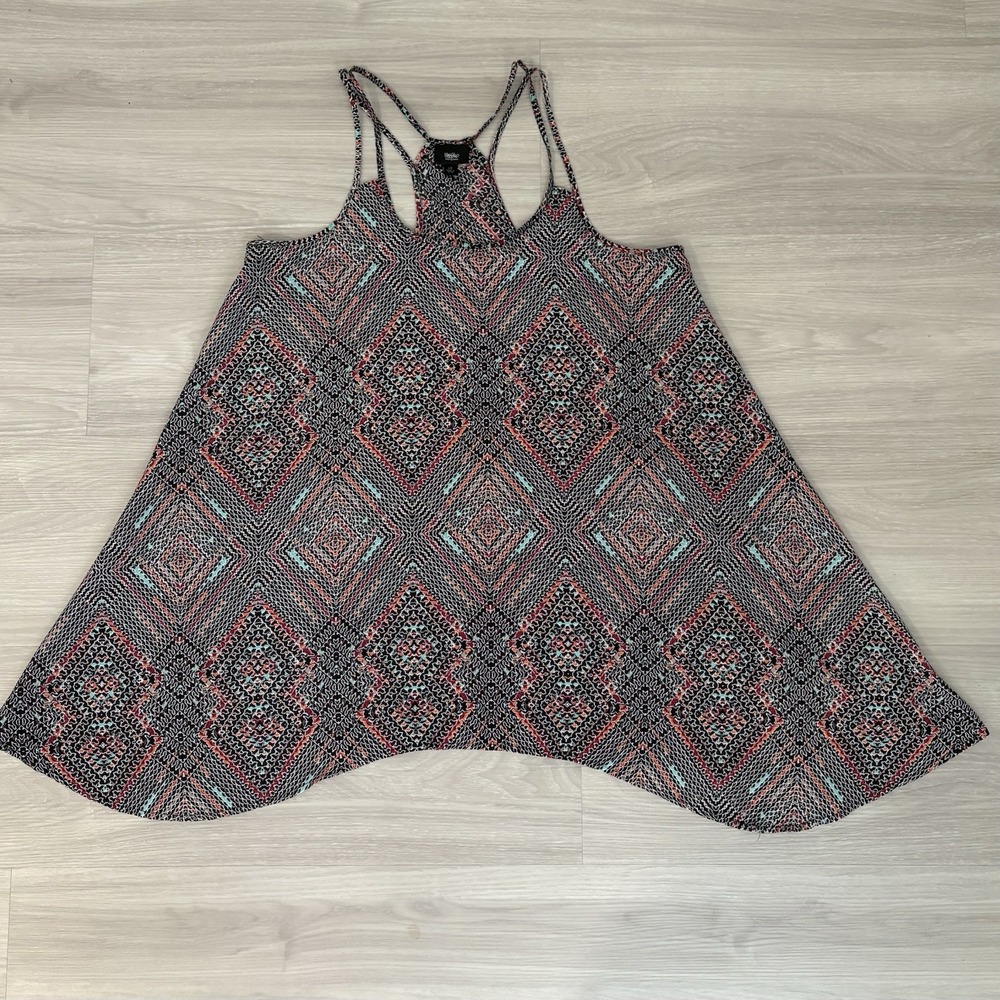 Mossimo Women Tank Top Geometric Diamond Print Racerback Sharkbite Tank Top L